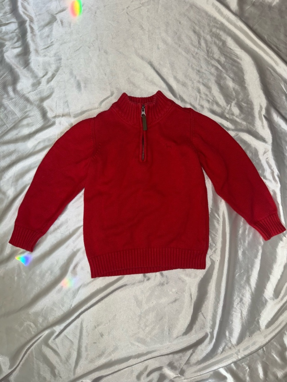 Carter's Bright Red Knit Zip Sweater